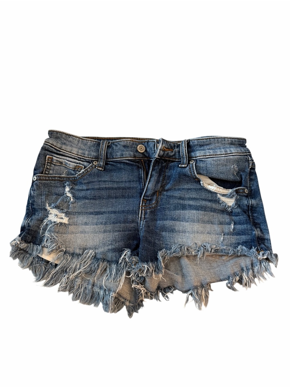 eunina Raw Hem Distressed Denim Shorts